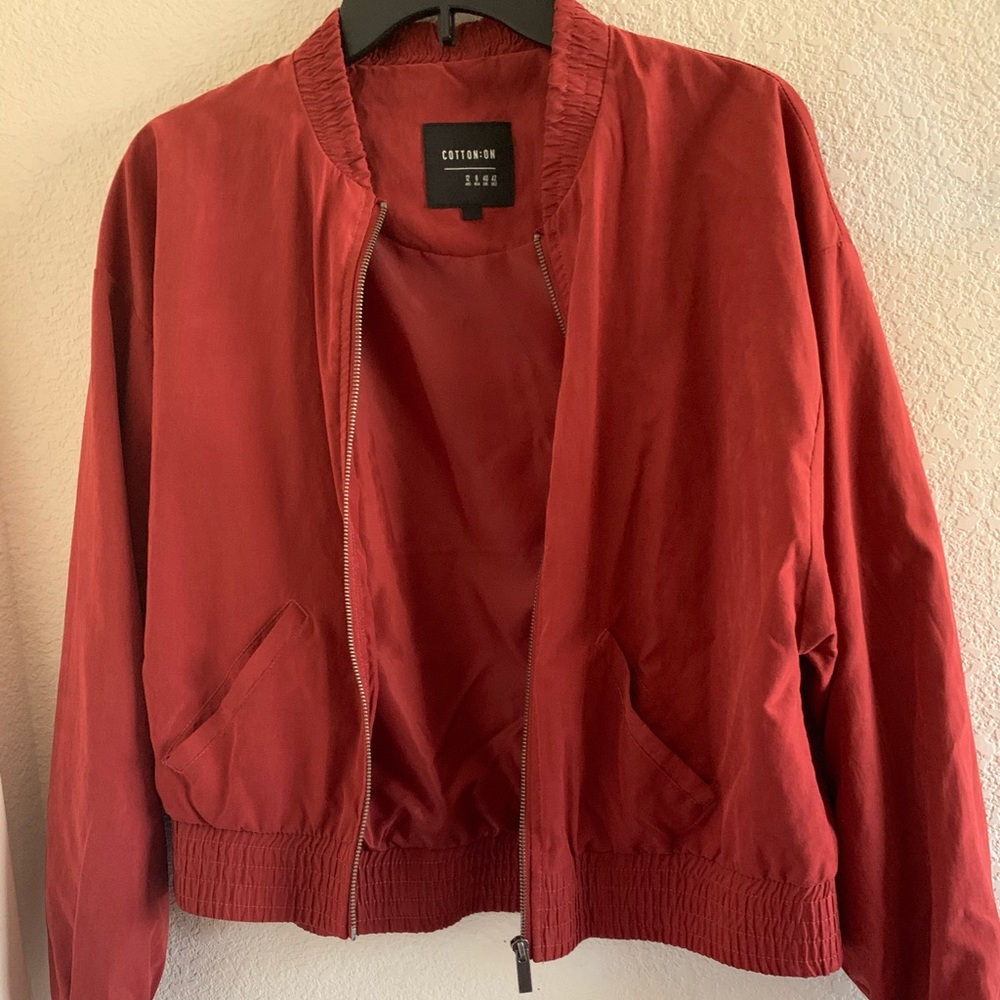 Cotton On Red Bomber Jacket Size 12